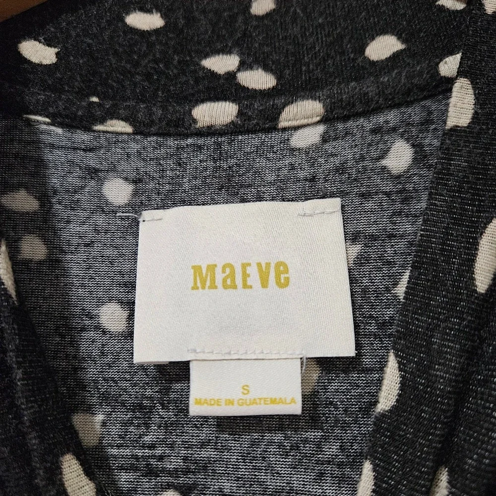 Maeve Anthropologie Black White Polka Dot Mock Neck Handkerchief‎ Hem Dress S